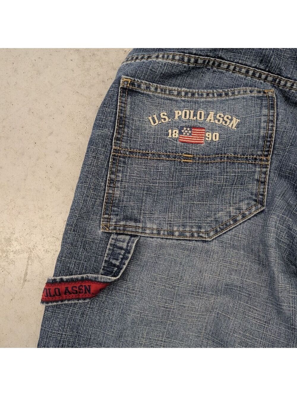 Vintage Y2K US Polo Assn Embroidered Carpenter Blue Jeans - Picture 2 of 9